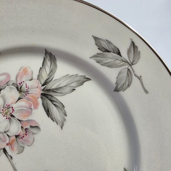 TWO Manor House Spring Glory Salad Plates Pink & White Floral Gray Leaves - Picture 6 of 13